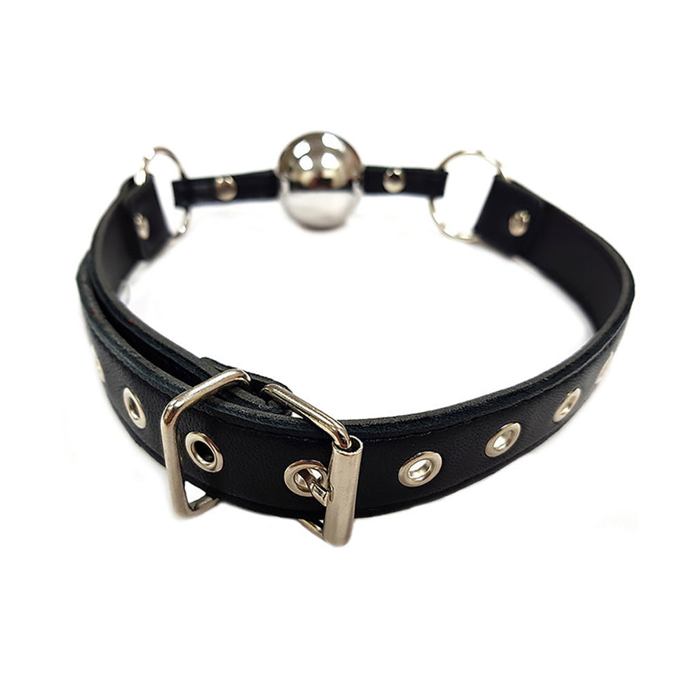 Ball Gag with Hollow Stainless Steel Ball - Black
