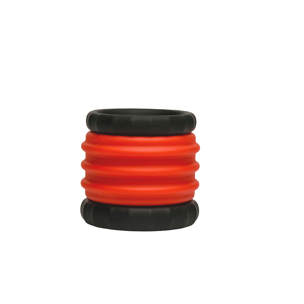2-in-1 Silicone Cock Ring - Red