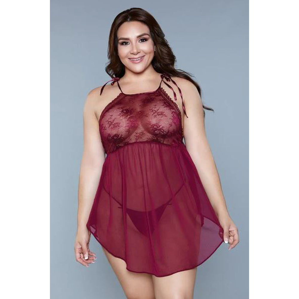 Alana boxed Chemise - Burgundy - 2X  *