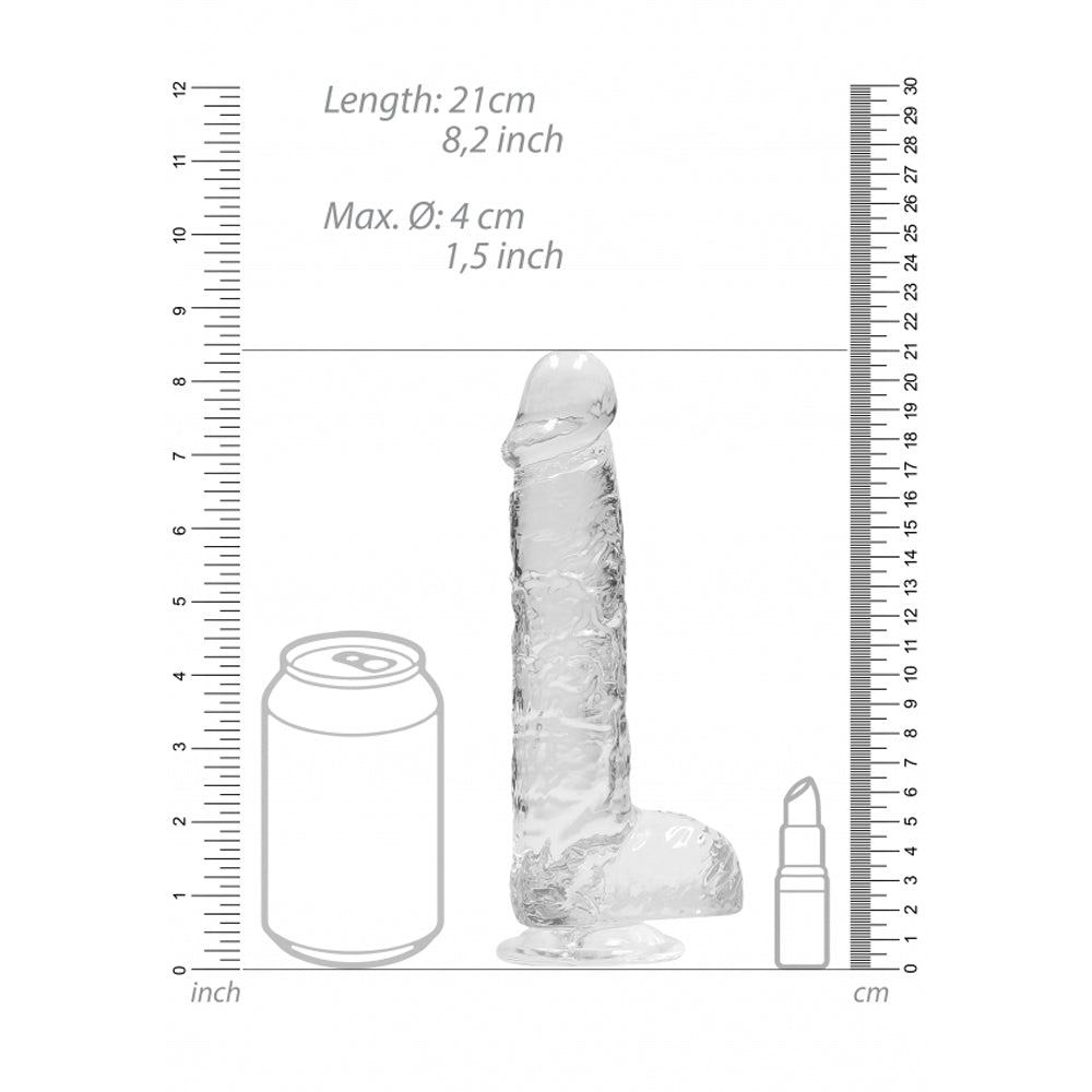 8" Realistic Dildo With Balls - Transpar