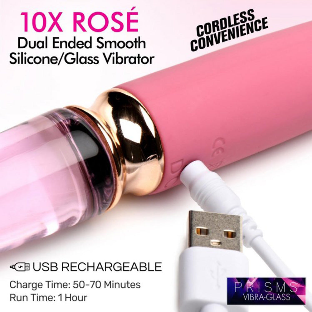 10X Dual End Smooth Silicone/Glass Vibe*