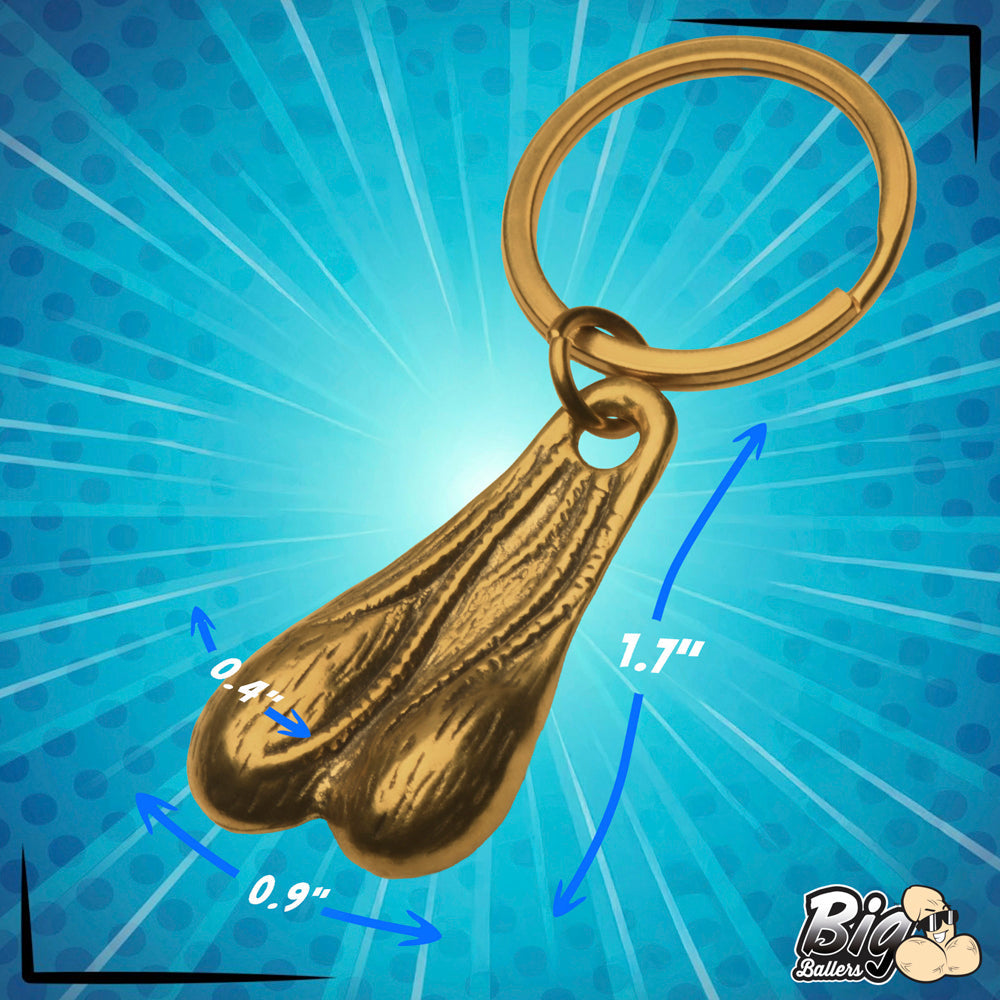 Big Nuts Brass Keychain