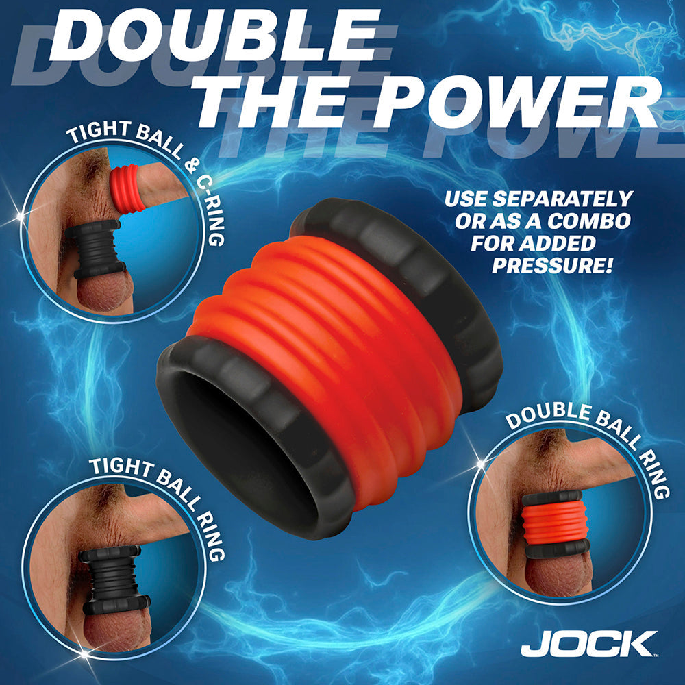 2-in-1 Silicone Cock Ring - Red